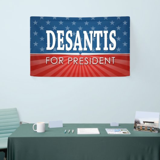 Ron DeSantis 2024 - sterren en strepen design Spandoek (Beurs)