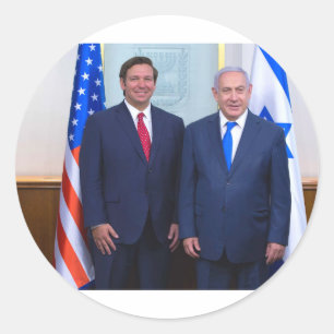 Ron DeSantis And Benjamin Netanyahu Ronde Sticker