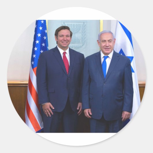 Ron DeSantis And Benjamin Netanyahu Ronde Sticker (Voorkant)