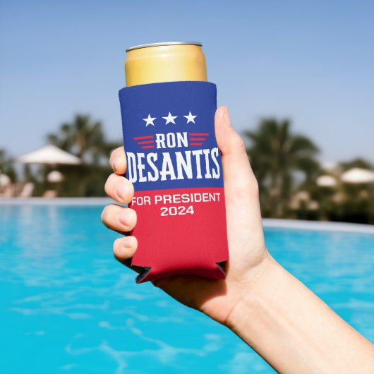 Ron DeSantis voor President 2024 - Campagne Seltzer Blikjeskoeler (Insitu Zwembad)