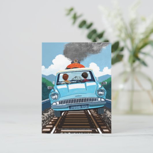 Ron & HARRY POTTER™ in vliegende auto naar HOGWART Briefkaart (Staand voorkant)