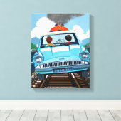 Ron & HARRY POTTER™ in vliegende auto naar HOGWART Canvas Afdruk (Insitu (Houten vloer))