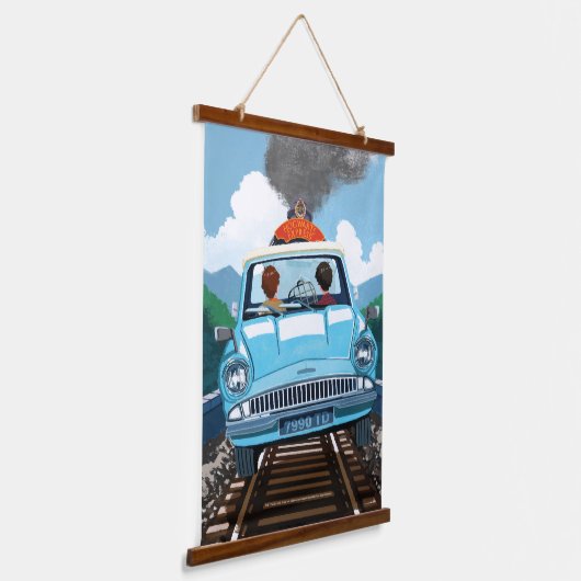 Ron & HARRY POTTER™ in vliegende auto naar HOGWART Hangend Wandkleed (Gebogen)