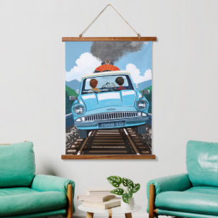 Ron & HARRY POTTER™ in vliegende auto naar HOGWART Hangend Wandkleed