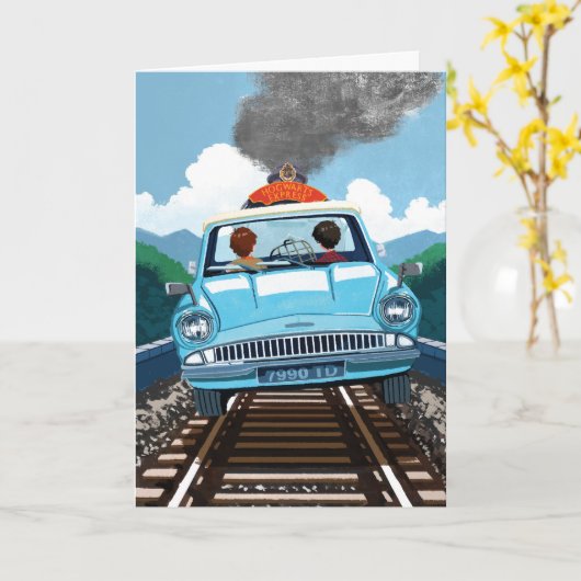 Ron & HARRY POTTER™ in vliegende auto naar HOGWART Kaart (Gele Bloem)