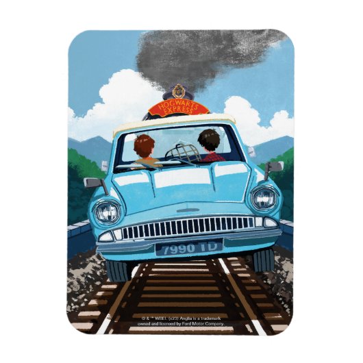 Ron & HARRY POTTER™ in vliegende auto naar HOGWART Magneet (Verticaal)