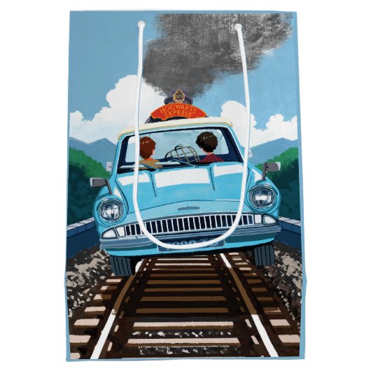 Ron & HARRY POTTER™ in vliegende auto naar HOGWART Medium Cadeauzakje (Achterkant)