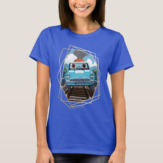 Ron & HARRY POTTER™ in vliegende auto naar HOGWART T-shirt (Voorkant)