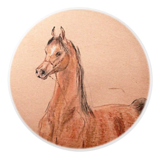 Ron Hevener Arabian Stallion Keramische Knop (Voorkant)