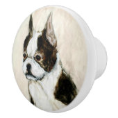Ron Hevener Boston Terrier Doorknob Keramische Knop (Rechts)