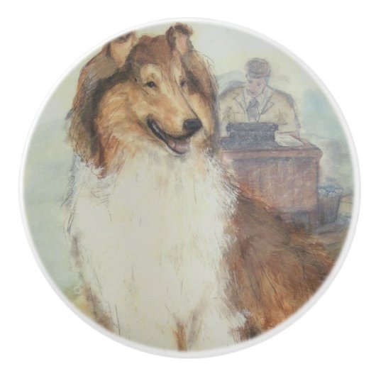 Ron Hevener Collie Dog Keramische Knop (Voorkant)