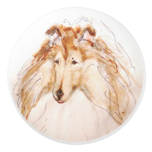 Ron Hevener Collie Dog Keramische Knop (Voorkant)