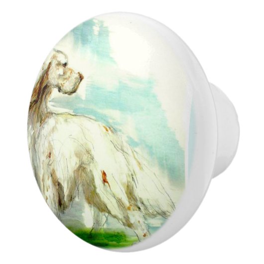 Ron Hevener English Setter Doorknop,deur,meubelen Keramische Knop (Rechts)