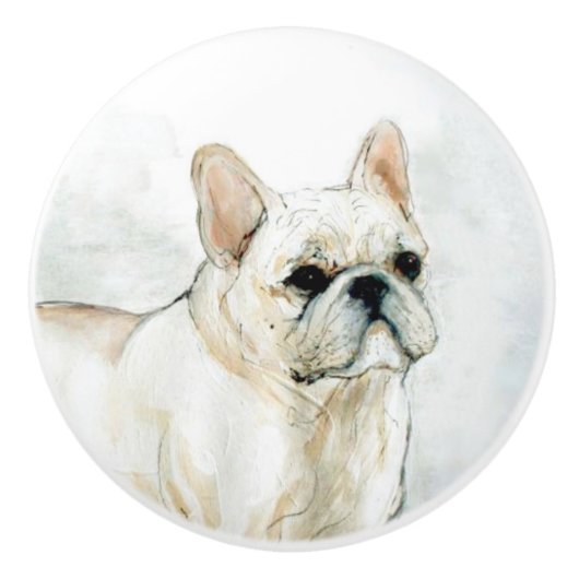 Ron Hevener French Bulldog Keramische Knop (Voorkant)