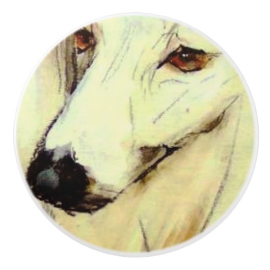 Ron Hevener Greyhound Dog Keramische Knop (Voorkant)