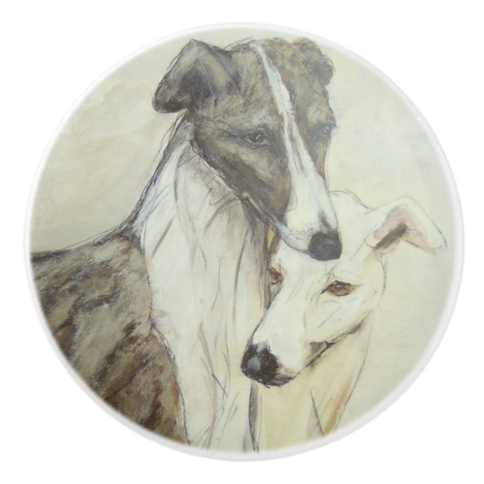 Ron Hevener Greyhound Dogs Keramische Knop (Voorkant)