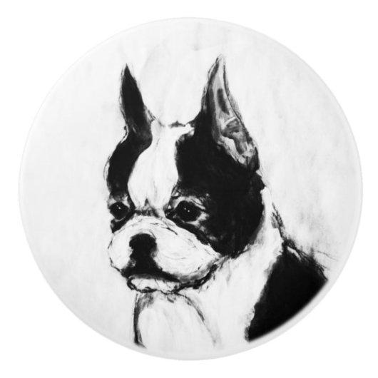 Ron Hevener Touch of Class Boston Terrier Keramische Knop (Voorkant)