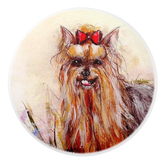 Ron Hevener Yorkshire Terrier Dog Keramische Knop (Voorkant)