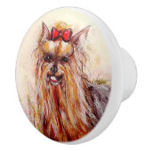 Ron Hevener Yorkshire Terrier Dog Keramische Knop (Rechts)