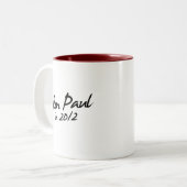 RON PAUL 2012-autograaf Tweekleurige Koffiemok (Voorkant links)