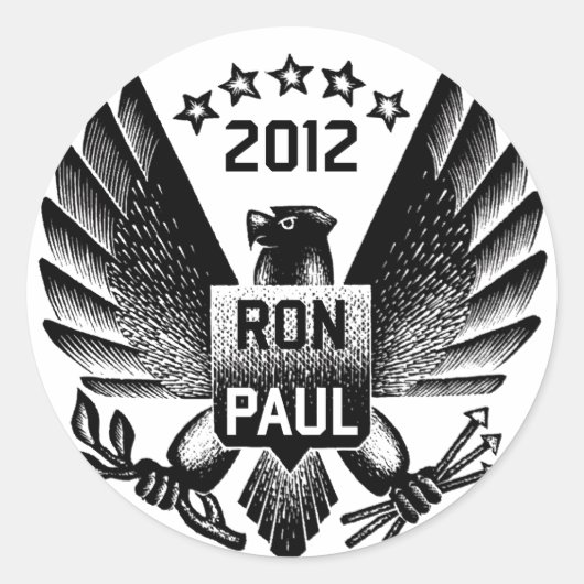 Ron Paul 2012 Black Eagle Ronde Sticker (Voorkant)