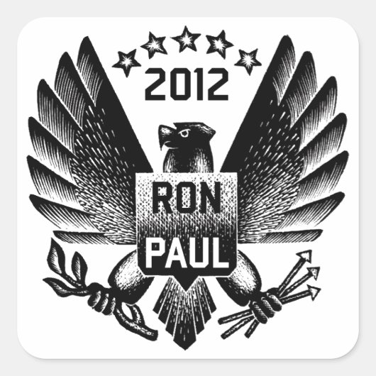 Ron Paul 2012 Black Eagle Vierkante Sticker (Voorkant)