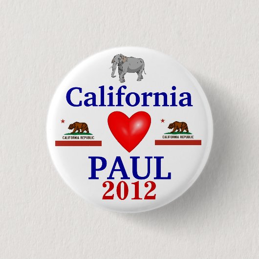 Ron Paul 2012 Californië Ronde Button 3,2 Cm (Voorkant)