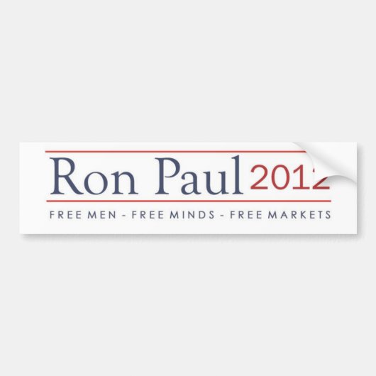 Ron Paul 2012 Free Mannen Free Minds Free Markets Bumpersticker (Voorkant)