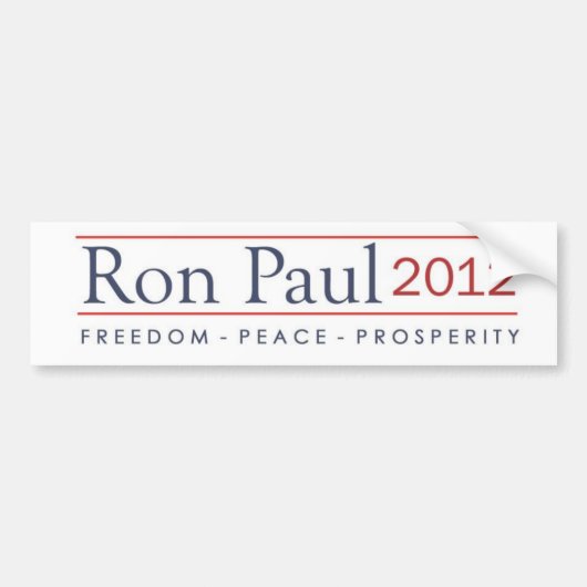 Ron Paul 2012 Freedom Peace Prosperity Bumpersticker (Voorkant)