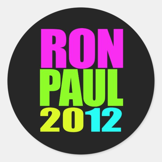 RON PAUL 2012 NEON RONDE STICKER (Voorkant)