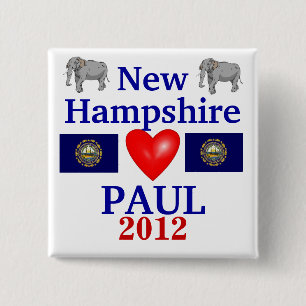 Ron Paul 2012 New Hampshire Vierkante Button 5,1 Cm