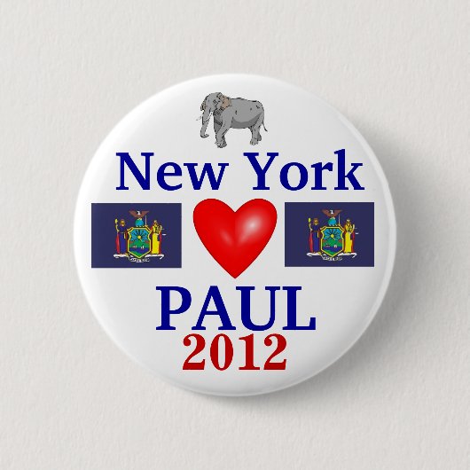Ron Paul 2012 New York Ronde Button 5,7 Cm (Voorkant)