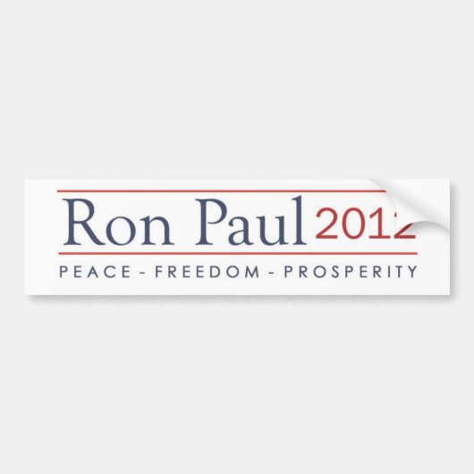 Ron Paul 2012 Peace Freedom Prosperity Bumpersticker (Voorkant)