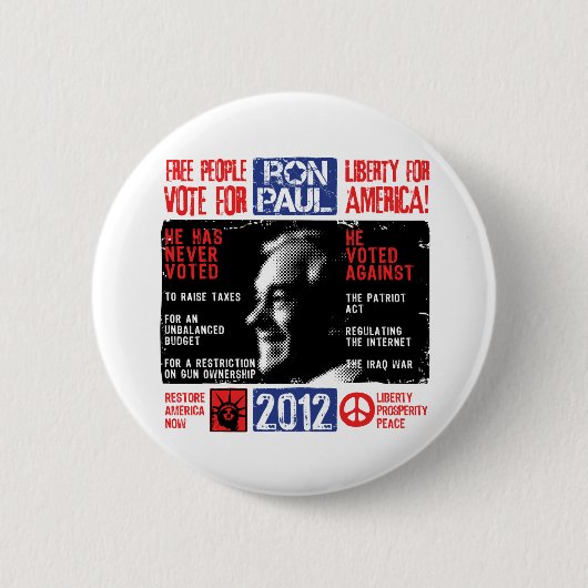 Ron Paul 2012 Ronde Button 5,7 Cm (Voorkant)