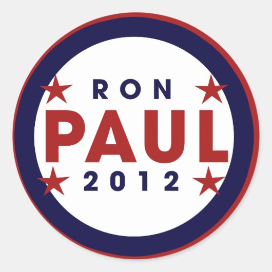 Ron Paul 2012 Ronde Sticker (Voorkant)