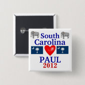 Ron Paul 2012 South Carolina Vierkante Button 5,1 Cm (Voorkant /achterkant)