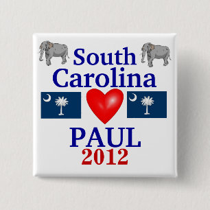Ron Paul 2012 South Carolina Vierkante Button 5,1 Cm