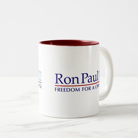 Ron Paul 2012 Tweekleurige Koffiemok (Voorkant rechts)