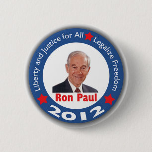Ron Paul 2012: Vrijheid en gerechtigheid voor iede Ronde Button 5,7 Cm