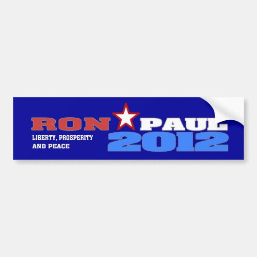 Ron Paul 2012 (vrijheid, voorspoed en vrede) Bumpersticker (Voorkant)