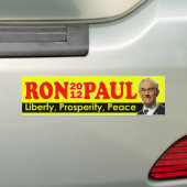 Ron Paul 2012 - Vrijheid, welvaart, vrede Bumpersticker (Op auto)