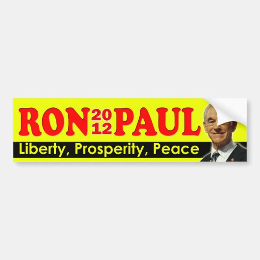 Ron Paul 2012 - Vrijheid, welvaart, vrede Bumpersticker (Voorkant)