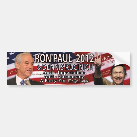 Ron Paul & Dennis Kucinich voor het Witte Huis 201 Bumpersticker (Voorkant)