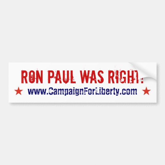 Ron Paul had gelijk. Bumpersticker (Voorkant)