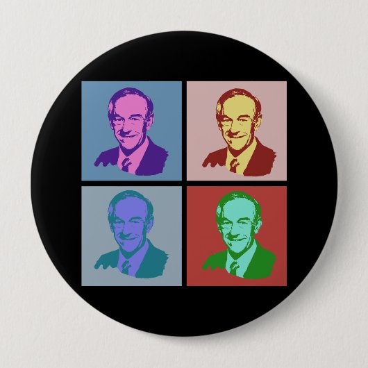 RON PAUL Pop Art Ronde Button 4,0 Cm (Voorkant)