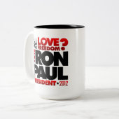 RON PAUL PRESIDENT 2012 LOVE FREEDOM MOK (Voorkant links)