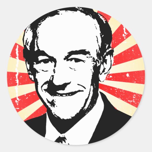 Ron Paul Propaganda Ronde Sticker (Voorkant)