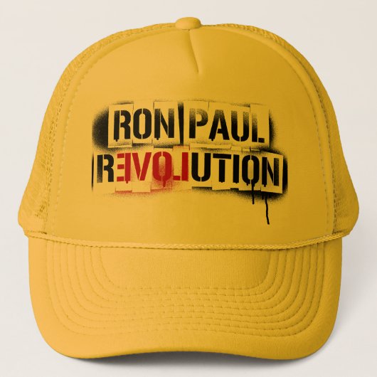 RON PAUL REVOLUTION STENCIL GRAFFITI PET! TRUCKER PET (Voorkant)