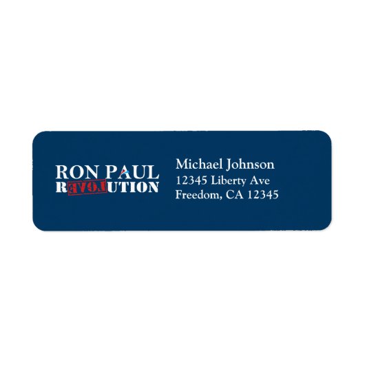 Ron Paul Revolution Terugkeeradreslabels (marine) Etiket (Voorkant)