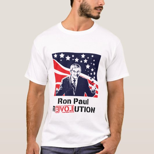 Ron Paul Revolution White T-Shirt Male (Voorkant)
